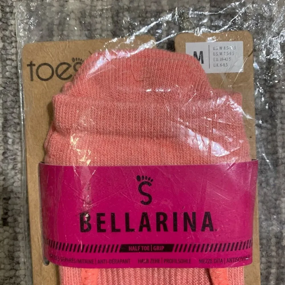 Brand New Bellarina‎ Women's Size Medium 8.5-10.5 Toe Socks Pink Organic Cotton